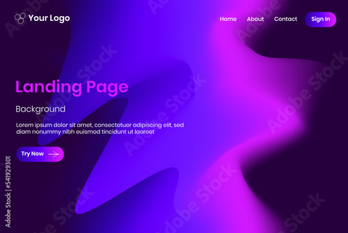 Abstract fluid wave background gradient effect design. Website landing page, homepage template. Vector eps 10
