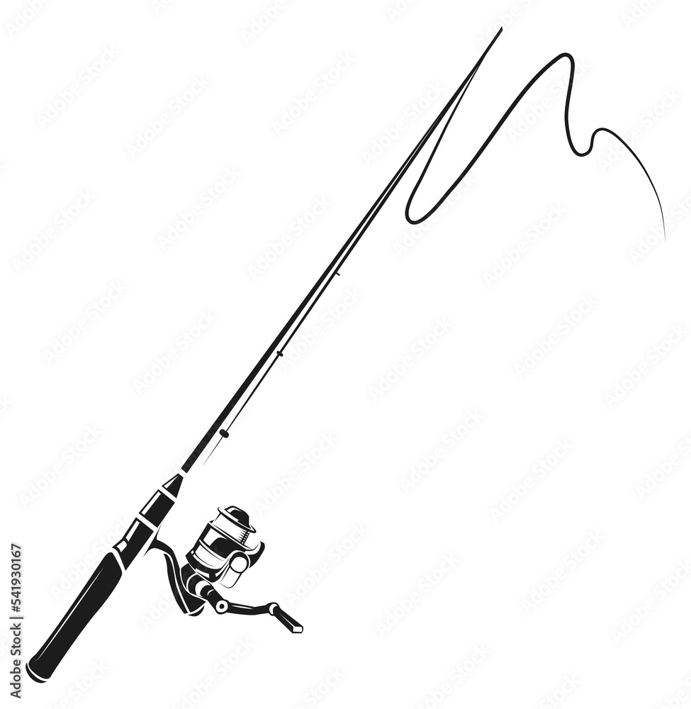 Fishing rod icon. Fisherman equipment store logo Stock Illustration