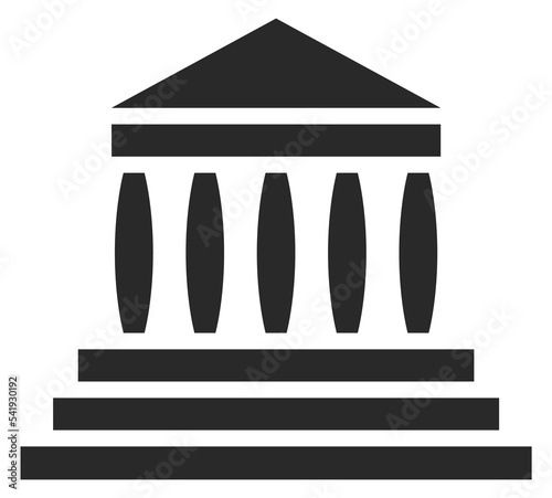 Slika na platnu Ancient bulding facade with columns. Bank black icon