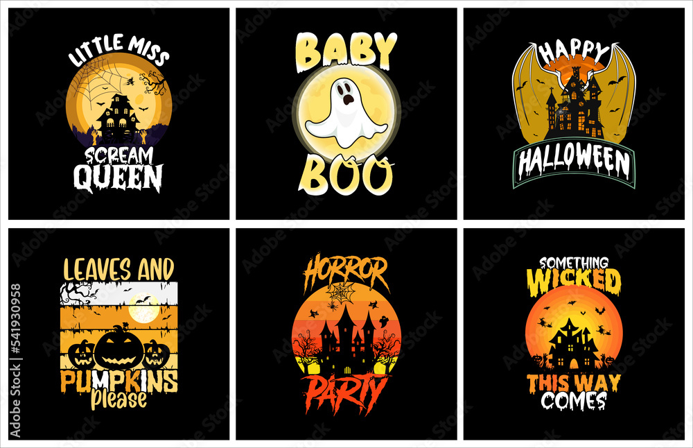 Naklejka premium Halloween t shirt design bundle for print on demand