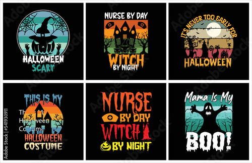 Halloween t shirt design bundle for print on demand