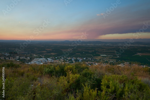 view from the top of the mountain to the villages below