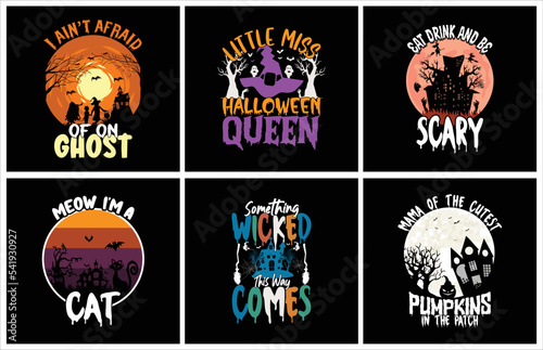 Halloween t shirt design bundle for print on demand