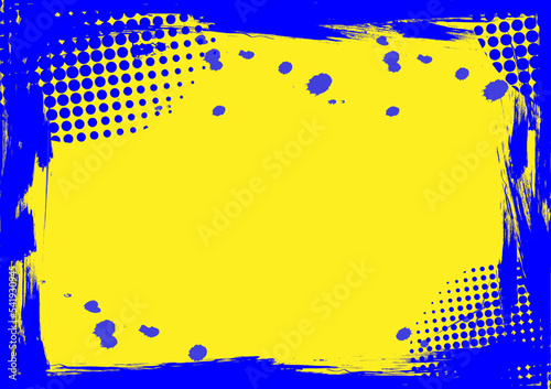 abstract background grunge halftone blue yellow empty space