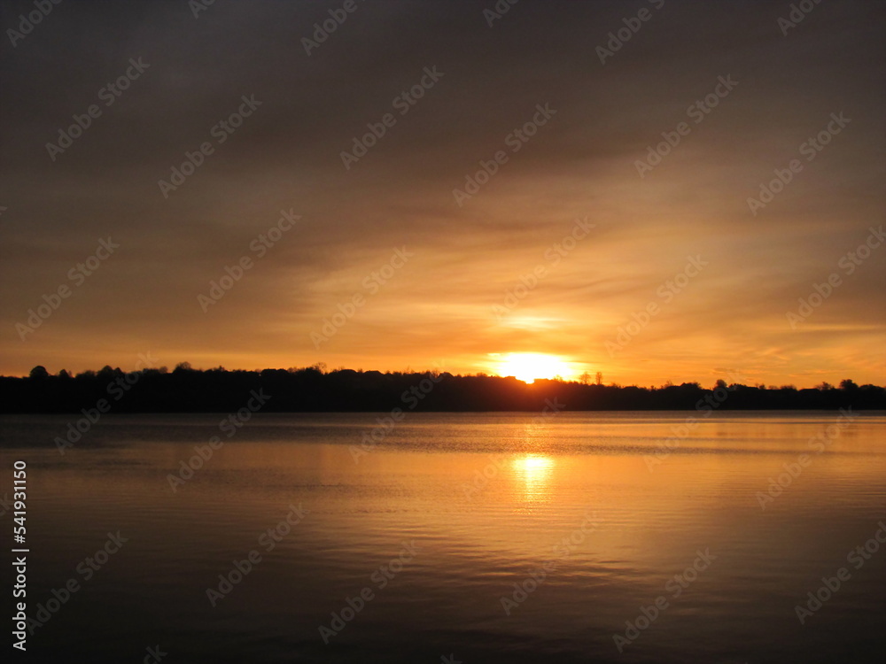 Beautiful sunrise over the lake