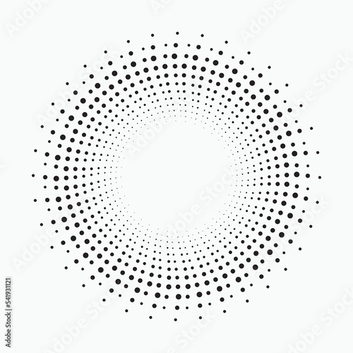 radial Halftone pattern background. Abstract concentric dotted backdrop. Halftone design element for various purposes.