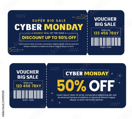 Cyber Monday voucher or coupon design template
