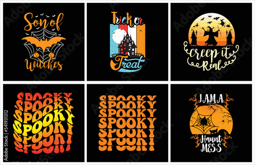 Halloween t shirt design bundle for print on demand