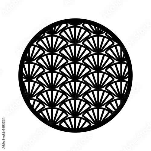 Black and white Chinese ornaments and symbols. Decorative elements.