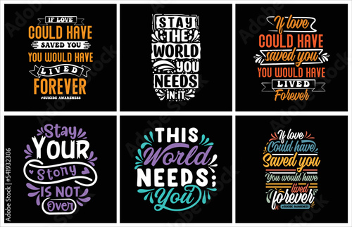 Suicide awareness typography t shirt design bundle creative collections