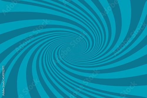 Blue Swirling radial vortex background. Spiral stripes Vector background