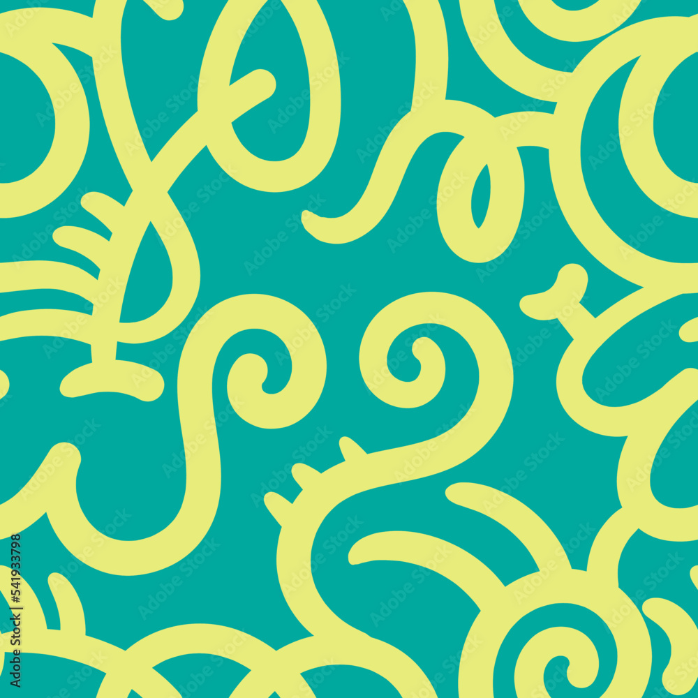 Seamless abstract pattern on green background. Vector doodle image. Graphic geometric ornament. Seamless abstract pattern on green background. Vector doodle image. Graphic geometric ornament.