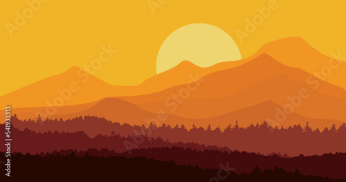 yellow gradient forest mountain nature background