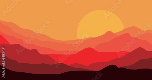 red gradient mountain nature background