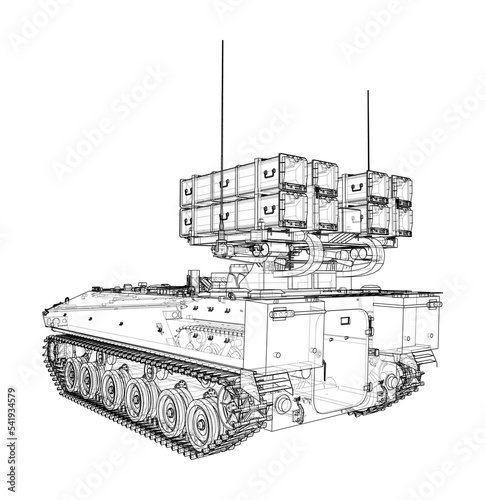 Military track missle system. Vector