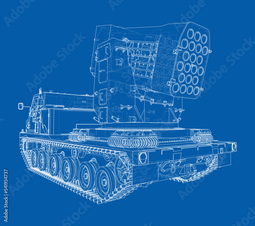 Military track missle system. Vector