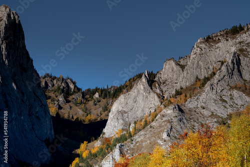 autumn nature landscape at scarita belioara reservation in apuseni mountains, romania, photo