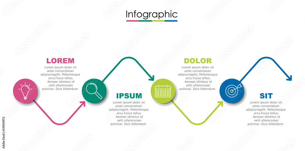 Vector infographic template with four steps or options. Illustration presentation with line elements icons. Business concept design can be used for web, brochure, diagram, chart or banner layout. Vector infographic template with four steps or options. Illustration presentation with line elements icons. Business concept design can be used for web, brochure, diagram, chart or banner layout.