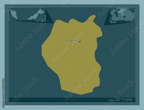 Kuala Lumpur, Malaysia. Solid. Labelled points of cities