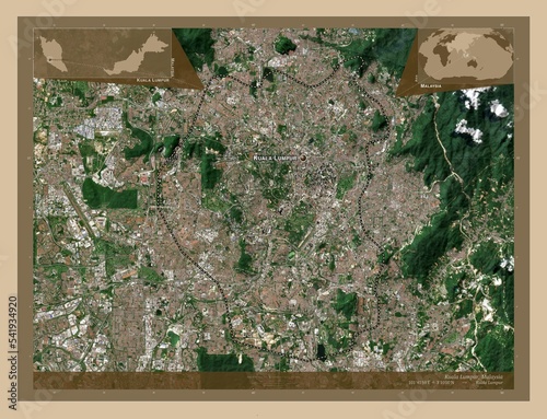 Kuala Lumpur, Malaysia. Low-res satellite. Labelled points of cities