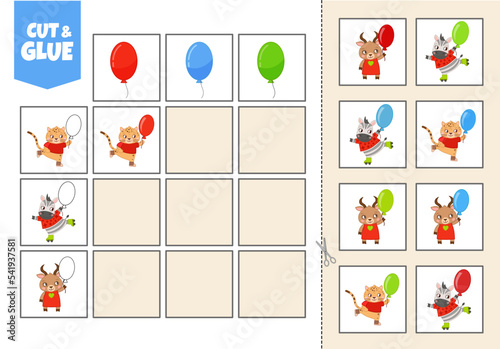 Activity for pre sсhool years kids and toddlers. Cut out the cards and glue them to the correct place in the table.
