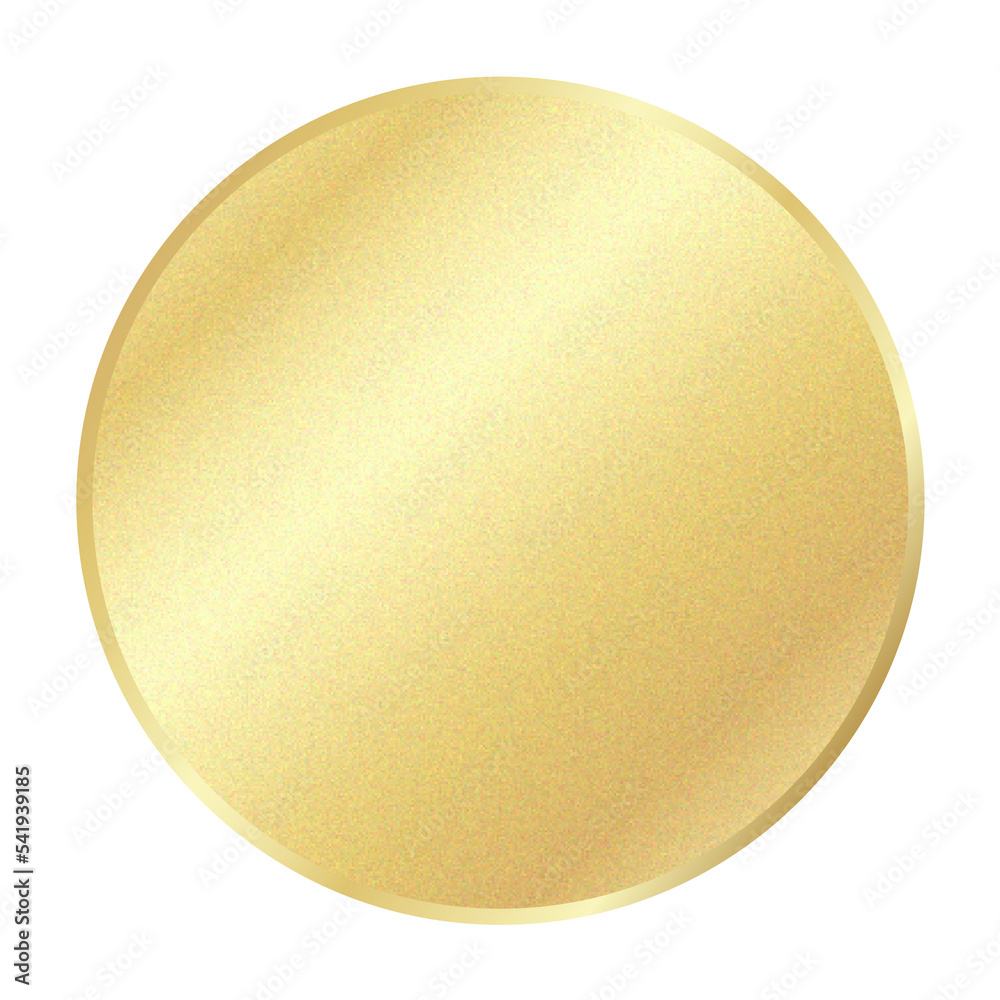 Gold circle, Realistic metal button