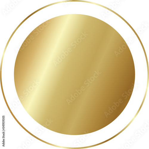 Gold circle, Realistic metal button