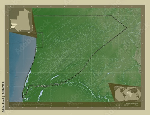 Trarza, Mauritania. Labelled points of cities photo