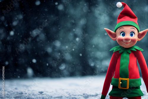 Christmas elf 3D illustration. Generative AI
