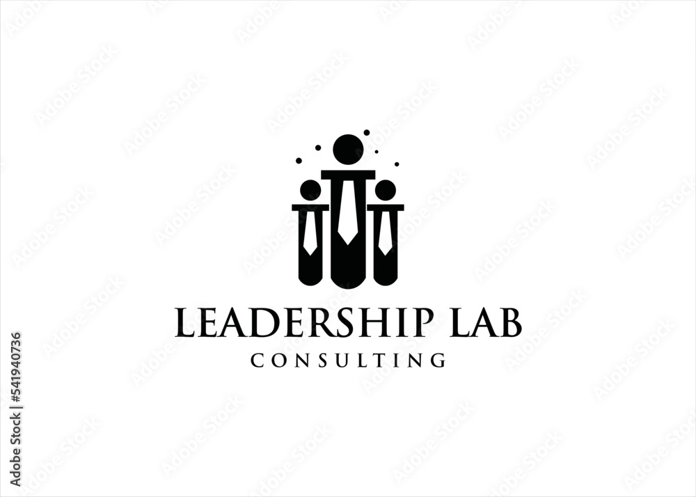 leadership logo human icon with laboratory symbol