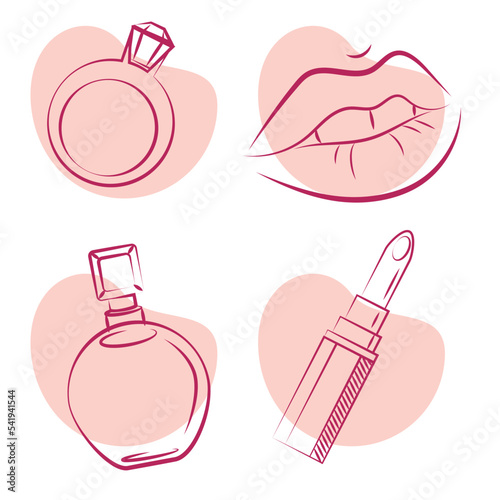 lips ring lipstick perfume line icons