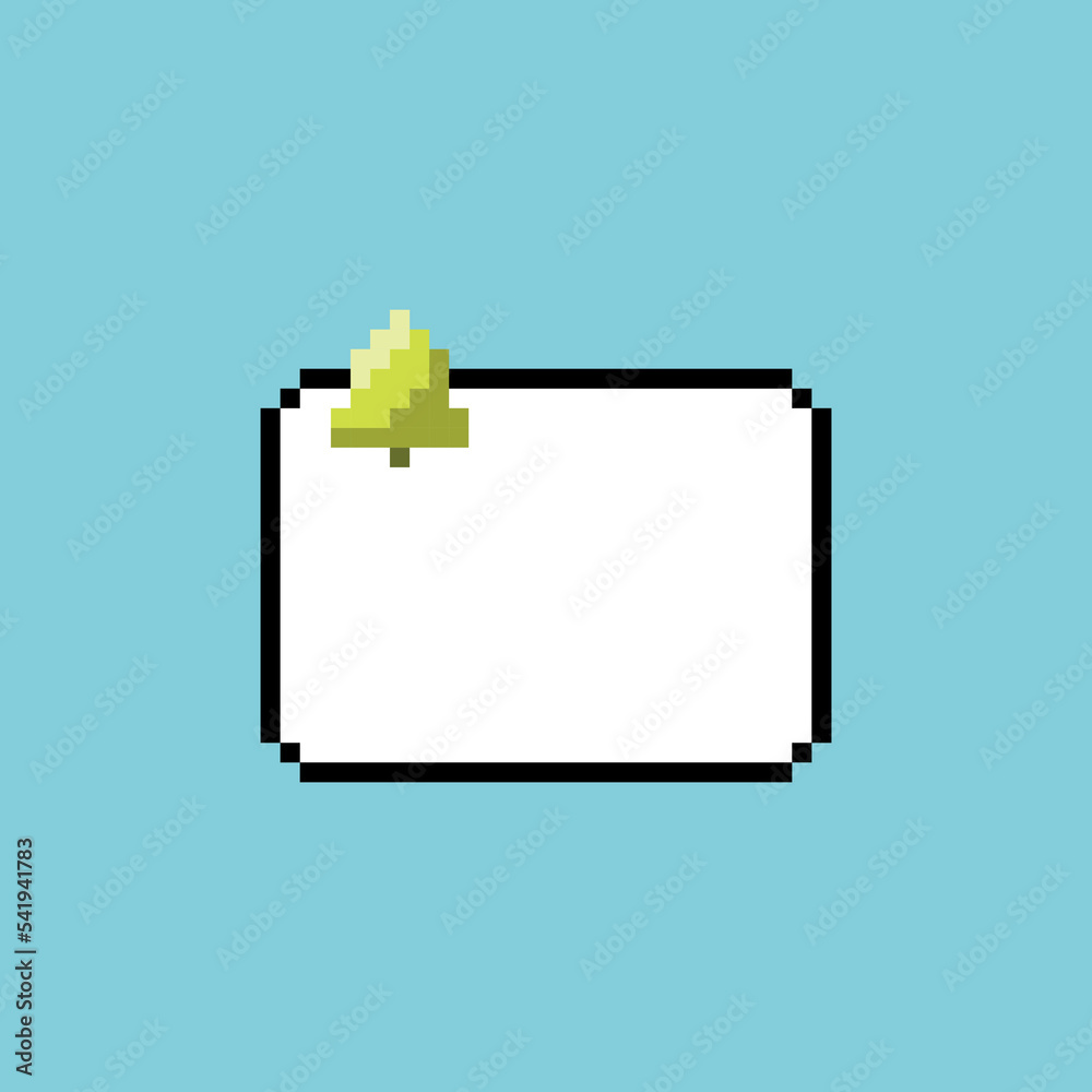 Pixel art speech bubble with bell and notification icon vector icon for 8bit game on Blue background. Vector illustration Pixel art speech bubble with bell and notification icon vector icon for 8bit game on Blue background. Vector illustration