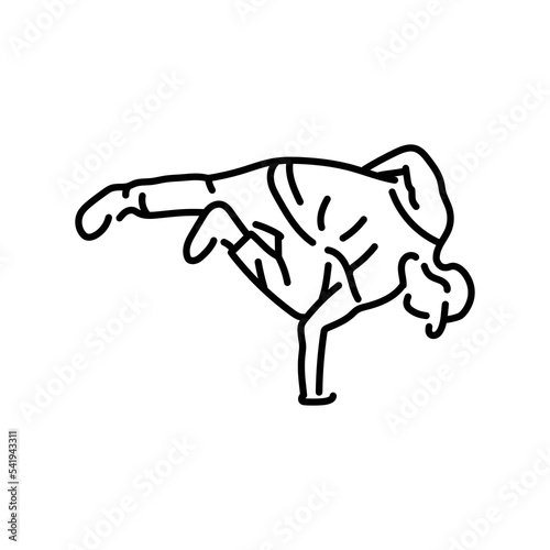 Man dancing break dance color line icon. Pictogram for web page
