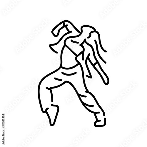 Fototapeta Naklejka Na Ścianę i Meble -  Woman dancing hip hop color line icon. Contemporary dance.