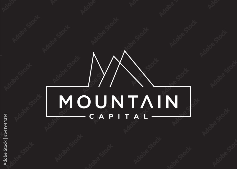 mountain sketch frame border logo design template