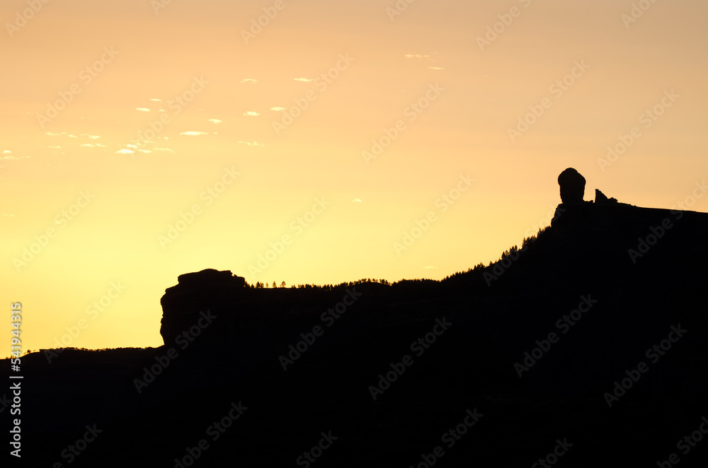 Roque Nublo at dawn. The Nublo Natural Monument. Tejeda. Gran Canaria. Canary Islands. Spain.