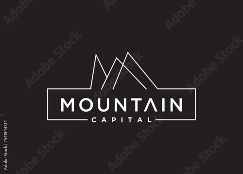 mountain sketch frame border logo design template