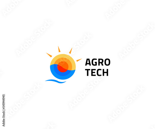 Sun Agro tech logo technology logo, Agriculture logo template icon, Green Eco Tech Logo Template Design Vector, Nature Industry