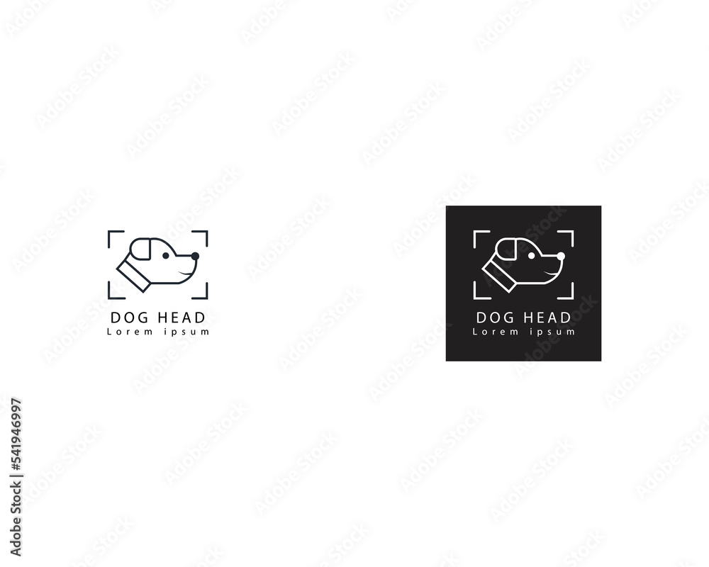 Dog logo design template, Cute cartoon dog face, Dog head icon. Flat style. Cartoon dog face. Vector illustration isolated on white. Silhouette simple. Animal Logotype concept. Logo design template. Dog logo design template, Cute cartoon dog face, Dog head icon. Flat style. Cartoon dog face. Vector illustration isolated on white. Silhouette simple. Animal Logotype concept. Logo design template.