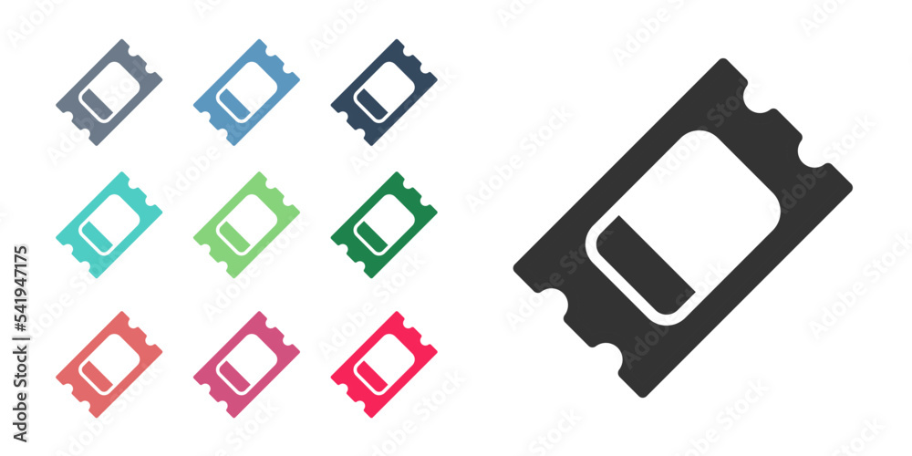 Black Circus ticket icon isolated on white background. Amusement park. Set icons colorful. Vector Black Circus ticket icon isolated on white background. Amusement park. Set icons colorful. Vector