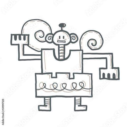 cute monkey robot cartoon icon