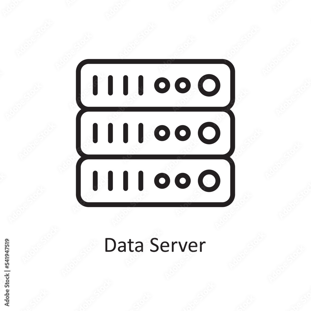 Data Server Vector Outline Icon Design illustration. Cloud Computing Symbol on White background EPS 10 File