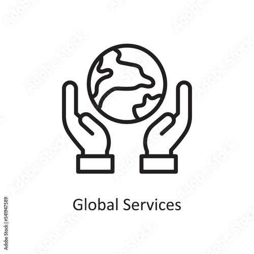 Global Services Vector Outline Icon Design illustration. Cloud Computing Symbol on White background EPS 10 File