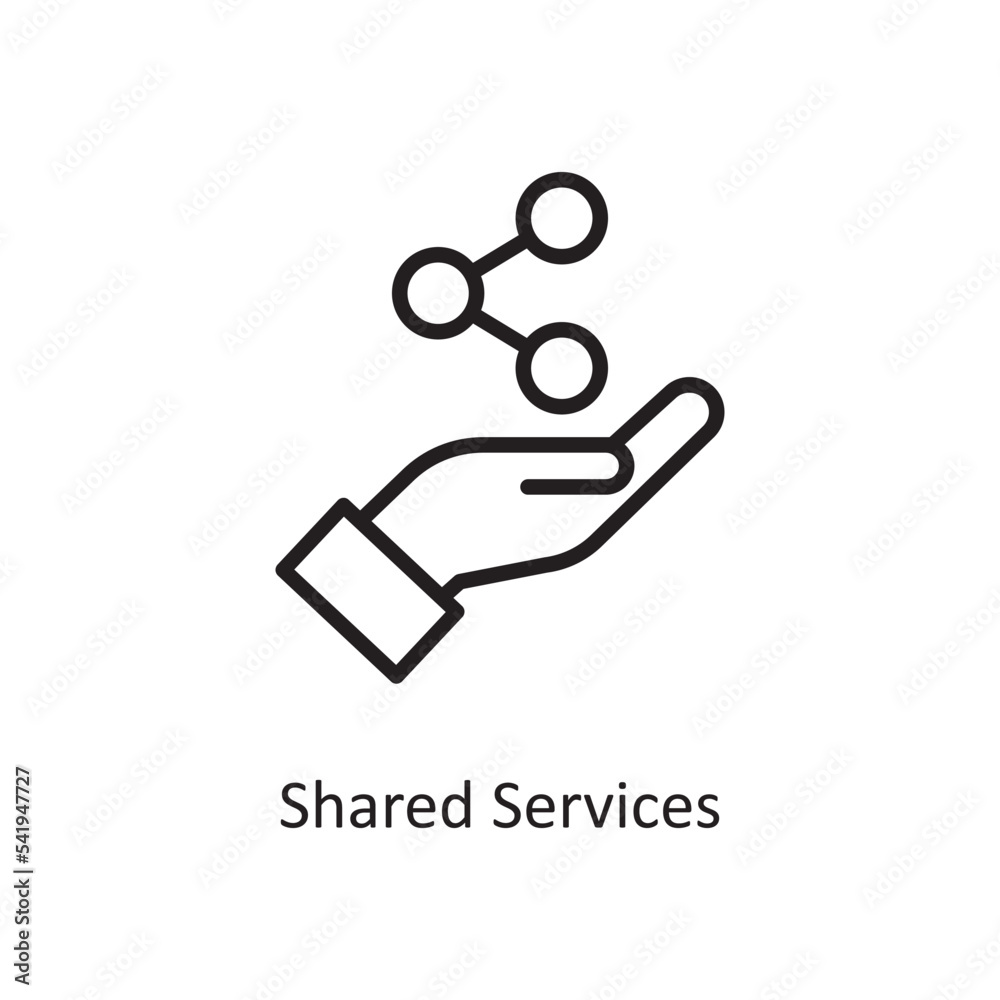 Shared Services Vector Outline Icon Design illustration. Cloud Computing Symbol on White background EPS 10 File