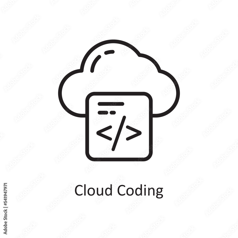 Cloud Coding Vector Outline Icon Design illustration. Cloud Computing Symbol on White background EPS 10 File Cloud Coding Vector Outline Icon Design illustration. Cloud Computing Symbol on White background EPS 10 File