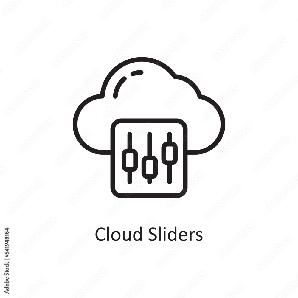 Cloud Sliders Vector Outline Icon Design illustration. Cloud Computing Symbol on White background EPS 10 File Cloud Sliders Vector Outline Icon Design illustration. Cloud Computing Symbol on White background EPS 10 File