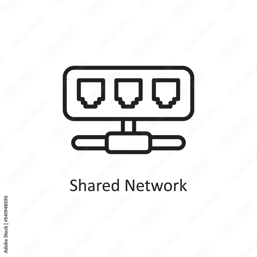 Shared Network Vector Outline Icon Design illustration. Cloud Computing Symbol on White background EPS 10 File Shared Network Vector Outline Icon Design illustration. Cloud Computing Symbol on White background EPS 10 File