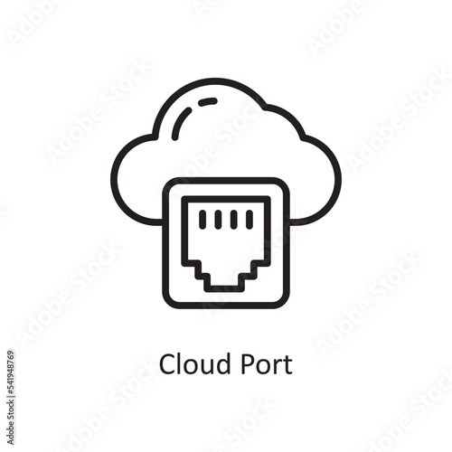 Cloud Port Vector Outline Icon Design illustration. Cloud Computing Symbol on White background EPS 10 File