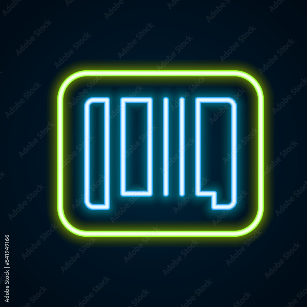 Glowing neon line Barcode icon isolated on black background. Colorful outline concept. Vector Glowing neon line Barcode icon isolated on black background. Colorful outline concept. Vector
