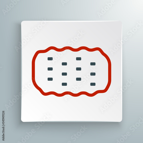Line Sponge icon isolated on white background. Wisp of bast for washing dishes. Cleaning service logo. Colorful outline concept. Vector